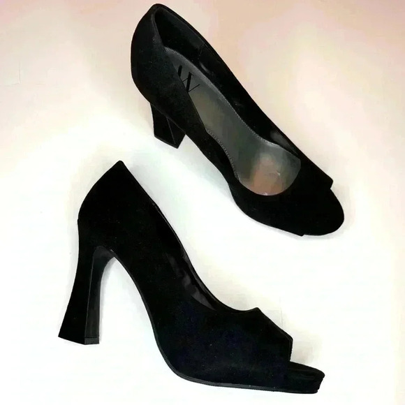 Worthington Womens Lula Peep Toe Flared Heel Pumps Size 7.5 Black - Picture 8 of 8